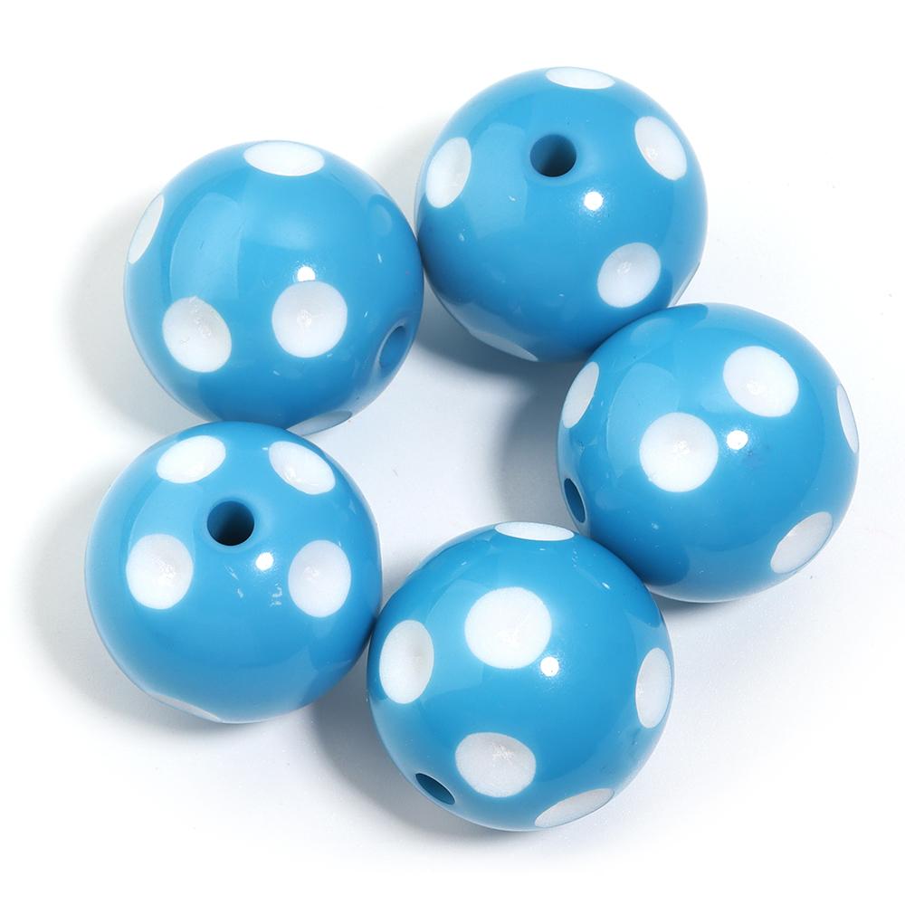 5pcs/lot 20mm White Polka Dot Resin Beads Colorful Round Loose Spacer Beads For Jewelry Making DIY Crafts Pen Beads Accessories