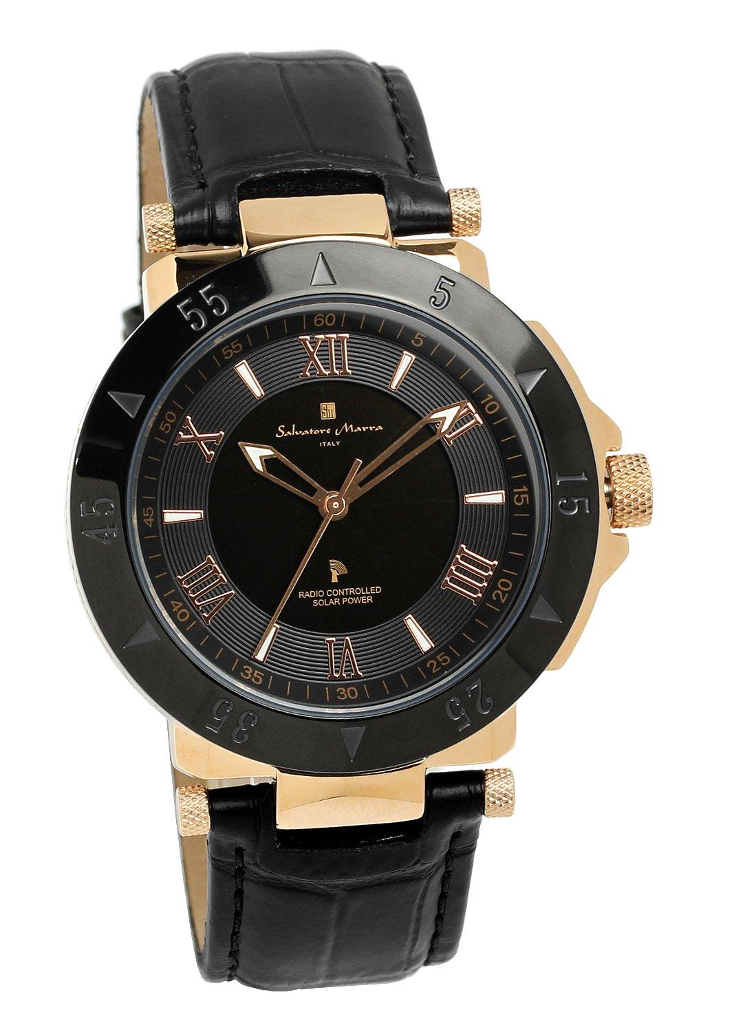 

Salvatore Marra Мужские часы из розовой кожи, Золото, Черный, Радиоуправляемые, Солнечные, Ремешок, SM18112S-PGBK чёрный