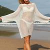 Fashion Style Knitted Loose Cut Out Beach Skirt Blouse Hollow Knit Loose Beach Skirt