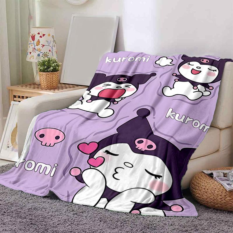 1pc Kuromi's Cute Adventures Blanket, Soft and Cozy Home Decor Gift for All Seasons, Living Room, Travel, Camping, Car Blankets, Beach, Office Naps, P