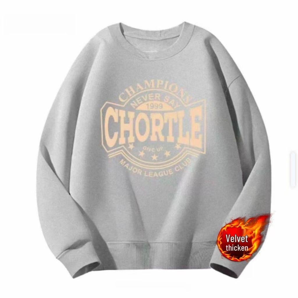 Herren Trendiges Fleece-gefüttertes Sweatshirt - Herbst/Winter 2025 Lockerer Pullover mit Rundhalsausschnitt und langen Ärmeln