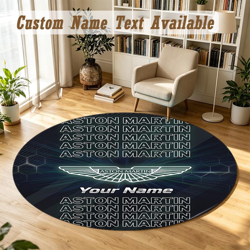 Round Rug Custom NameAston Martin Pattern Non Slip Carpet Home Floor Decor