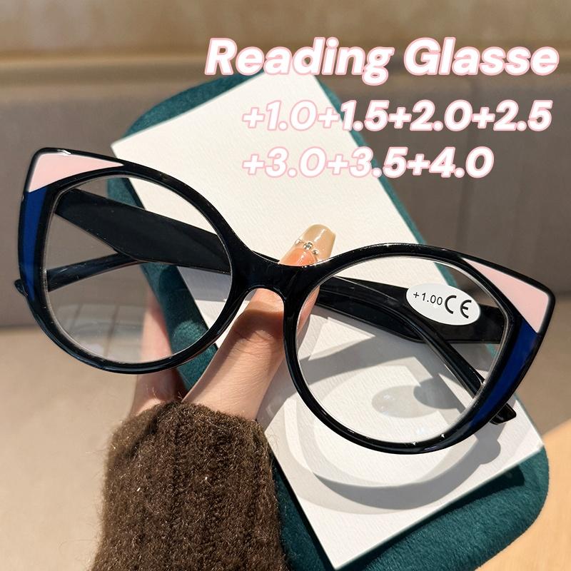 New Trendy Cat Eye Reading Glasses for Women Anti Blue Light Far Sight Eyewear High Quality Luxury Designer Glasses Diopter +2.0