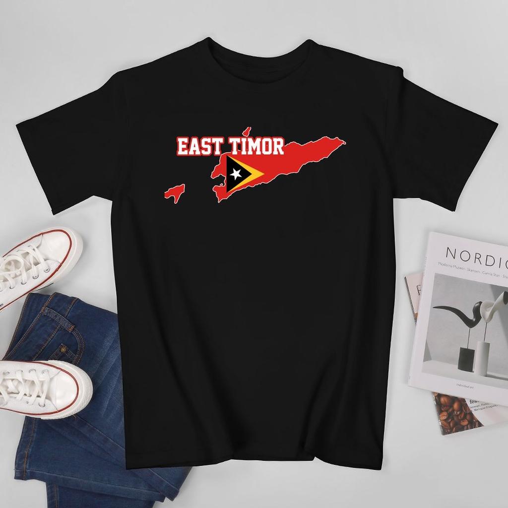 Mehr Design Osttimor Flagge Unisex T-Shirt Tees T-Shirt Rundhals T-Shirts Unisex Jungen Kleidung 100% Baumwolle