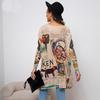 Herbst Damen Strickwaren Übergröße Cartoon Bedruckter Pullover Langarm Casual Pullover Loses Hemd Top
