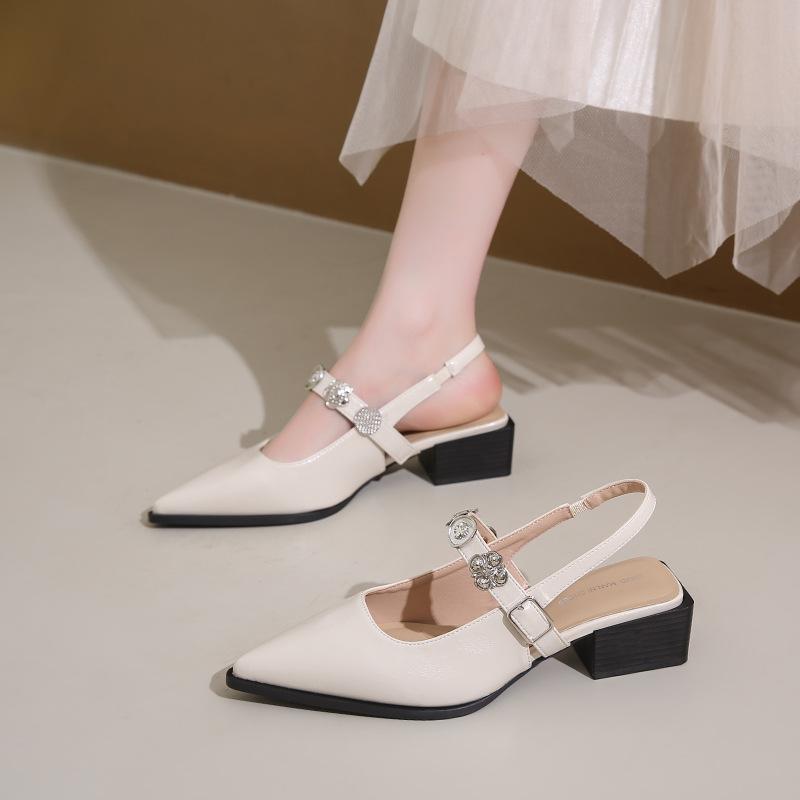 Fashion Hot Selling 2025 New High Quality Leather Strap Heel Women's Retro Mary Jane Shoes Black Metal Buckle Pump Fashion Women's Shoes