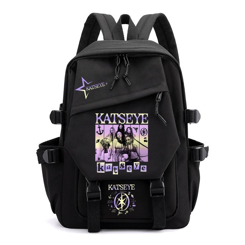 Katseye Music Print Backpack for Middle School Students Lightweight Canvas School Bag Youth Bookbag Unisex 1219