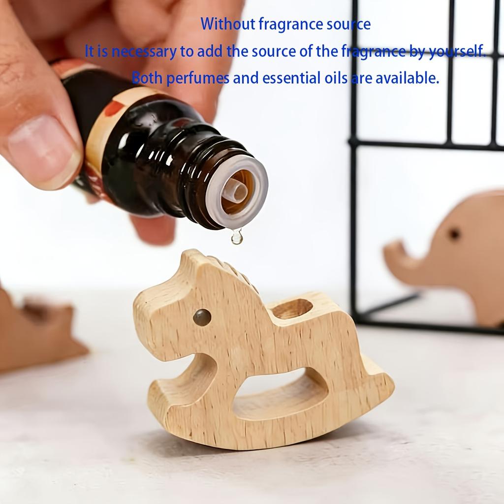 New Multifunctional Rocking Horse Reed Diffuser Wood for Home, Natural Fragrance Oil Diffuser, Perfume Volatilizing Wooden Stand