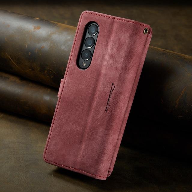 

Чехол-кошелек с функцией слота для карт и подставкой для Samsung Galaxy Z Fold4 Fold 4 Fold3 Fold 3 5g, полная защита, чехол для мобильного телефона for Samsung Z Fold 3 розовый