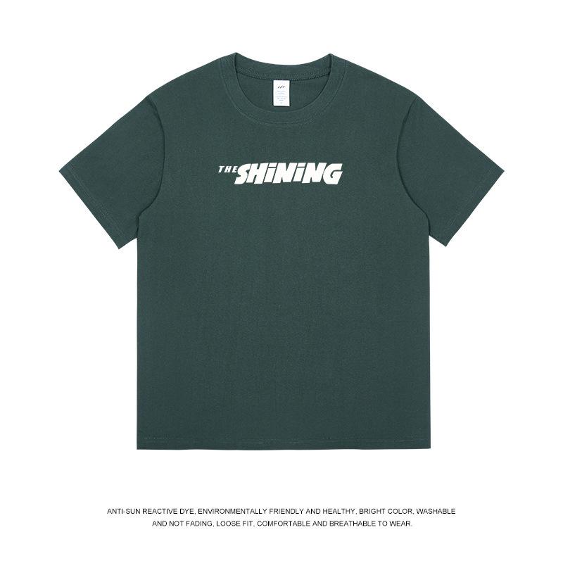 Casual short-sleeved T-shirt boys heavy pure cotton simple design printed t-shirt top women s summer 3xl 85-925kg 1940₽