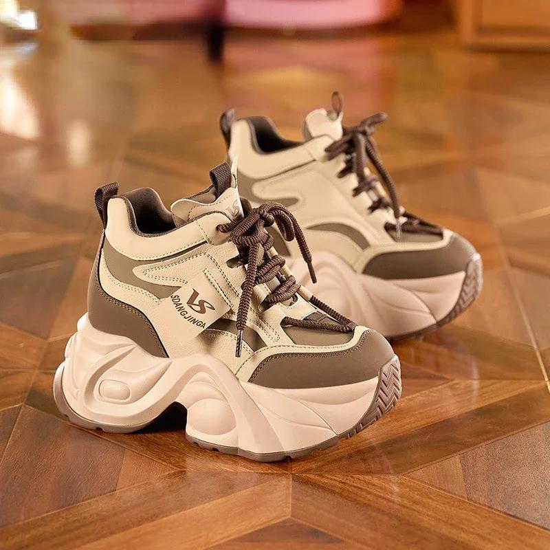 Dad's Shoes for Women In Spring, Breathable 2025 New Short and Thick Soled Shoes with Inner Height Increase for Women