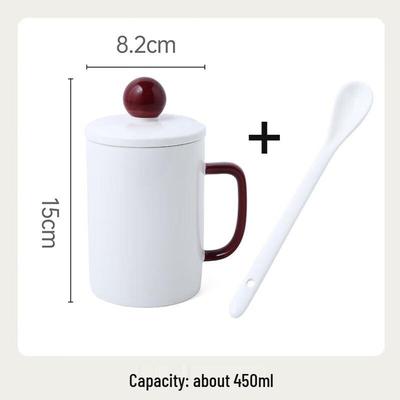 Ceramic Mug with Lid and Spoon