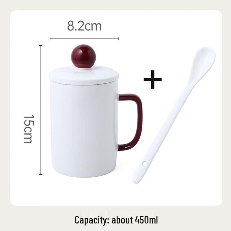 Ceramic Mug with Lid and Spoon