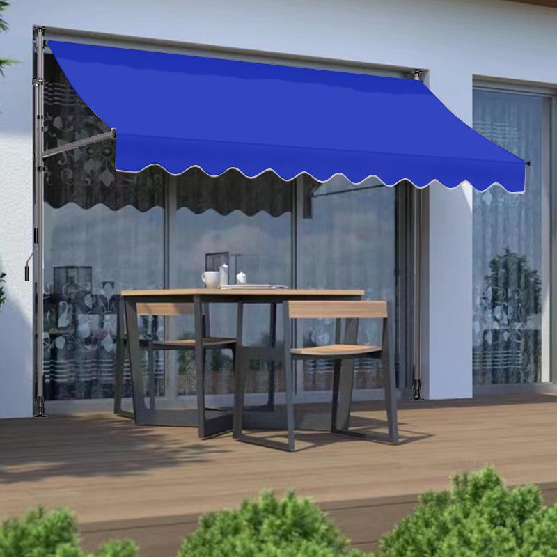 Folding Retractable No-Drill Sunshade: Hand-Crank Balcony & Shop Canopy
