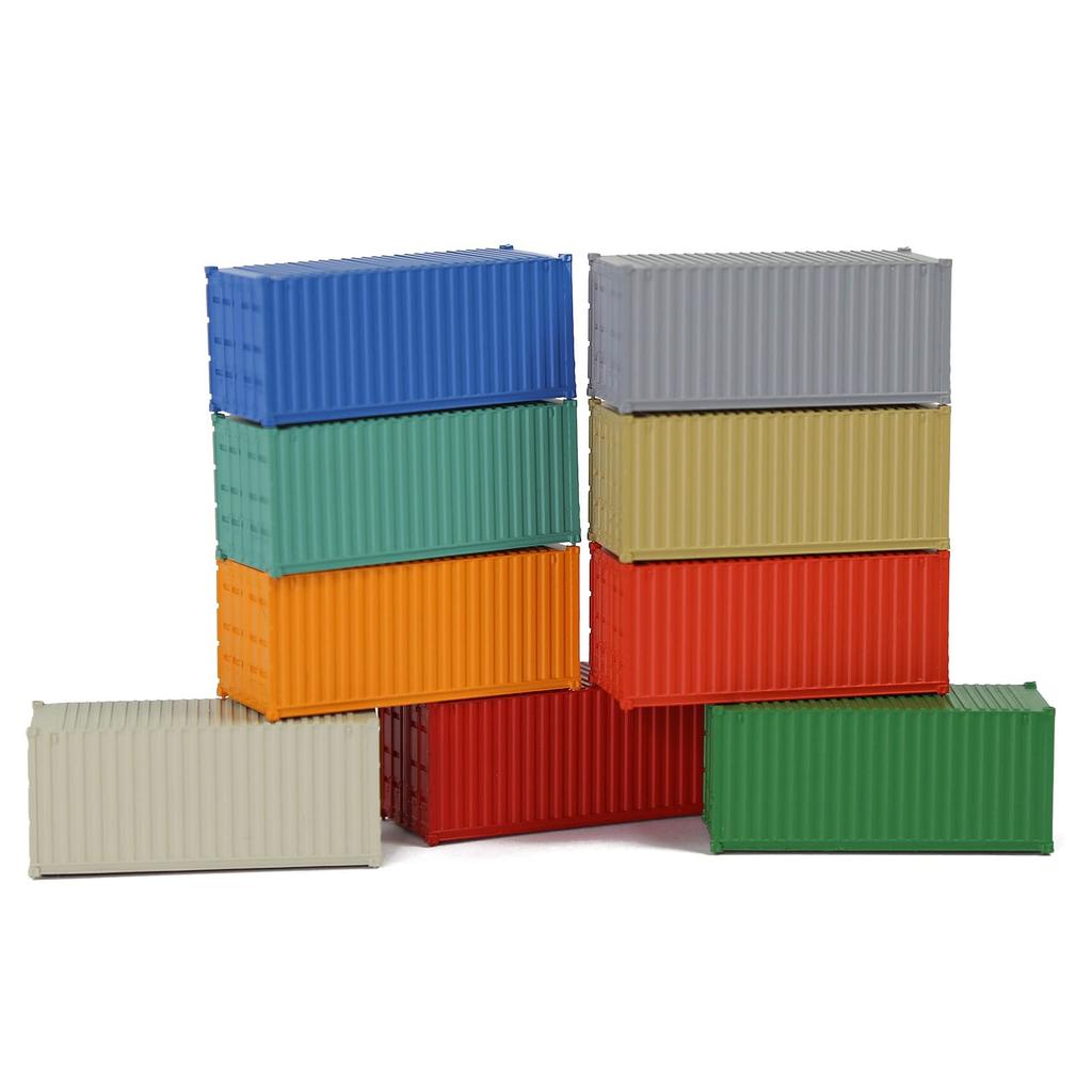 20ft N gauge new model railroad beige gray 9-pack containers, paint, supplies, (20ft)