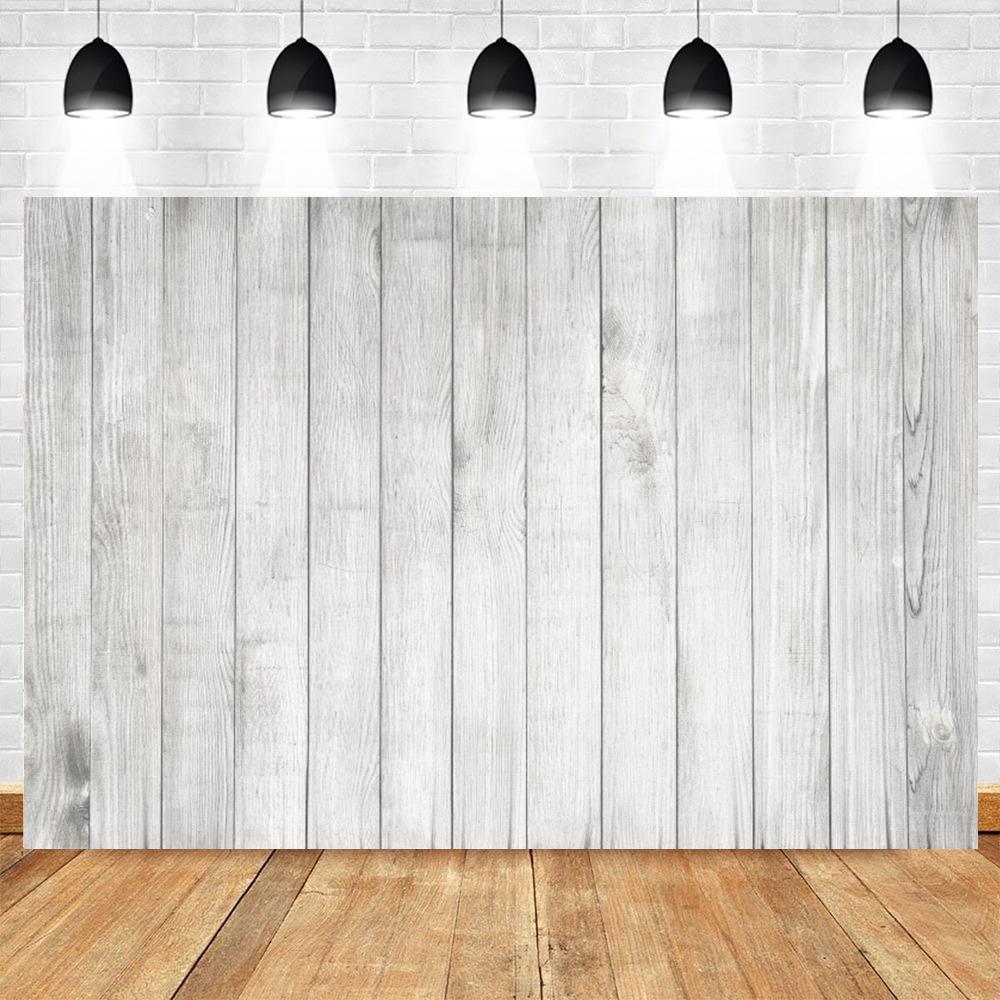 Wood Backdrop for Food Baby Portrait Photography Backdrops White Brown Wooden Board Plank Background for Party Decor Custom
