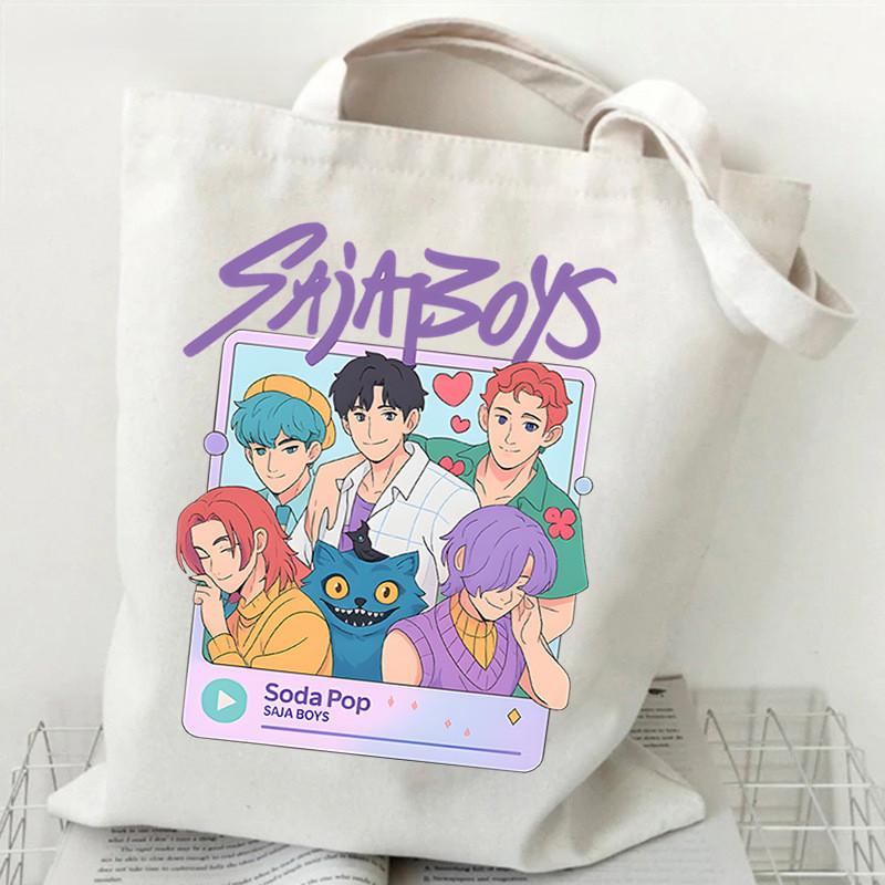 Детские Девочки Kpop Руми Зои Мира Дерпи Саджабойс Принт Студенческие Большая Вместимость Повседневные Холщовые Сумки для Покупок Через Плечо На Плечо 39*36cm