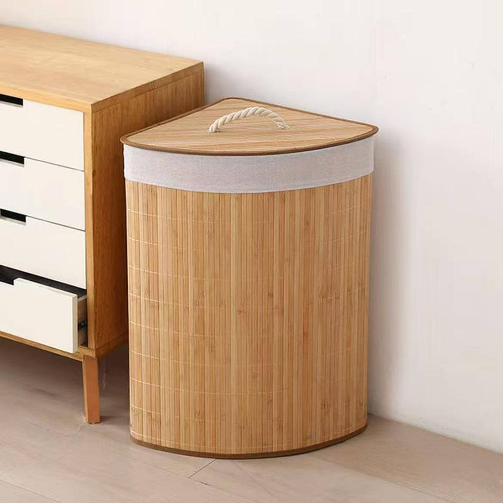 Foldable Dustproof Bamboo Laundry Basket