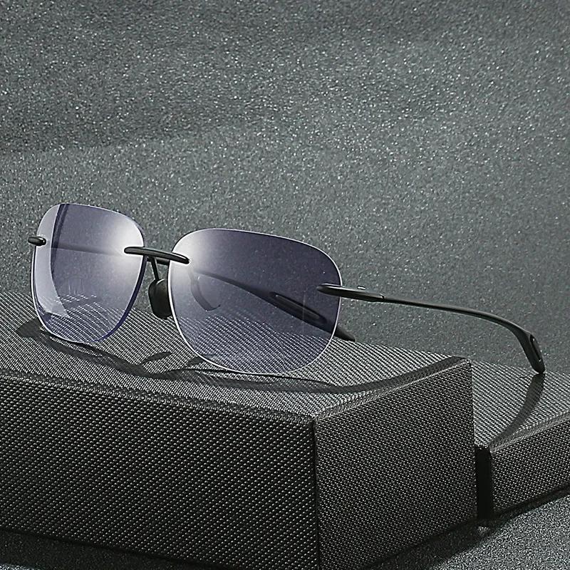 Women Anti Blue Light Reading Glasses Unisex Vintage Square Bifocal Presbyopia Ultralight Rimless Sunglasses Diopter