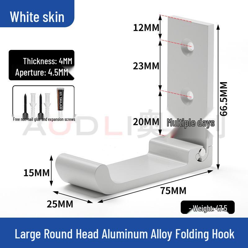 Schwarzer Wandmontierter Klappmantelhaken aus Aluminiumlegierung - Stanzfrei, Solider Einzelhaken