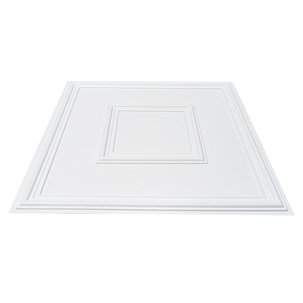 Ceiling Tiles 12-Pack 24 X 24 In PVC Easy Installation White Geometric