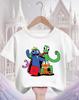 Rainbow friend cartoon pattern boy and girl summer cute round neck fashionable casual short sleeved top