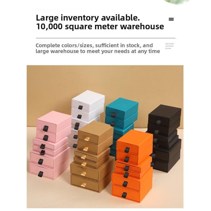 Drawer box pink white jewelry packaging box earrings necklace jewelry box ring pull-out paper box