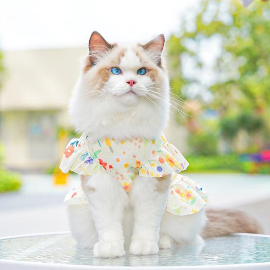 Cherry/Flower Printed Dog Dress Summer Pet Princess Skirt for Small Medium Girl