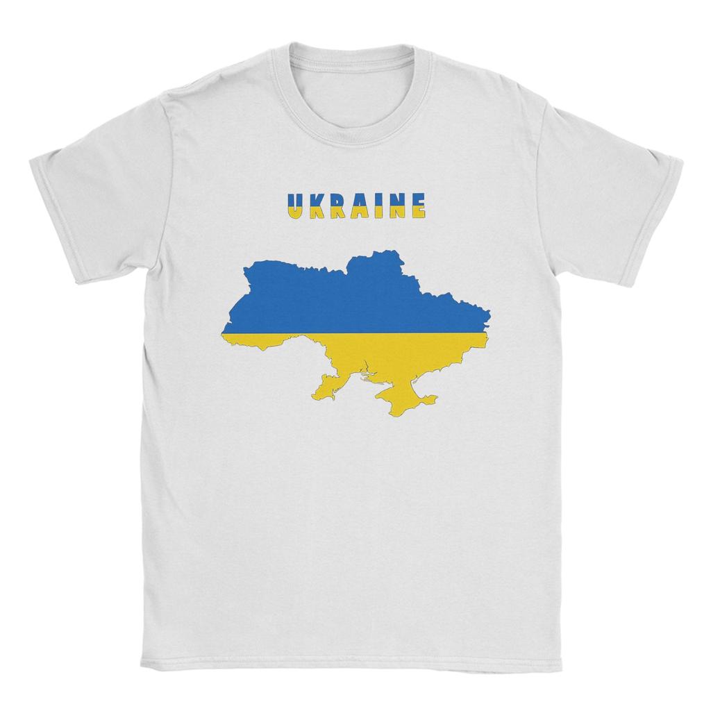 Ukrainian Flag Inside Map Of Ukraine Pure Cotton T Shirt For Men Beach Funny TShirts ONeck Tees Oversize Dropshipping Clothes
