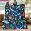 1pc Blanket Marine Animal Illustration Winter Fleece Blanket Soft HD Digital Print Modern Style Nap Blanket Soft Warm Gift Fleece