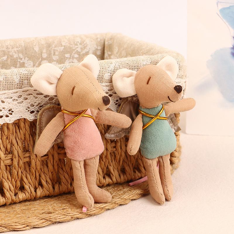 Kawaii Fabric Mouse Doll Thumb Doll Toy Cute Angel Wings Mouse Dolls Toys Soft Plush Toy Home Decoration For Kid Gifts