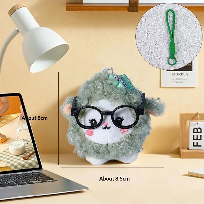 New Short Velvet Sheep Keychain Doll With Glasses Portable Sheep Keychain Soft Bag Pendant Backpack Accessories 1Pc