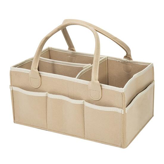 Storage Box with Handle And Multiple Pockets Organizer Portable Diaper Storage Bag for Nursery Kids Toys Snacks