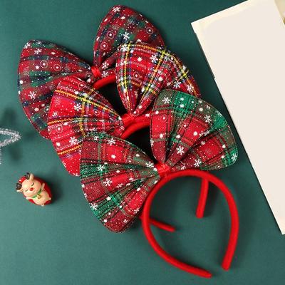 Shiny Bowknot Hair Hoop Cute Korean Style Christmas Themed Headband Snowflake Sweet Christmas Headwear