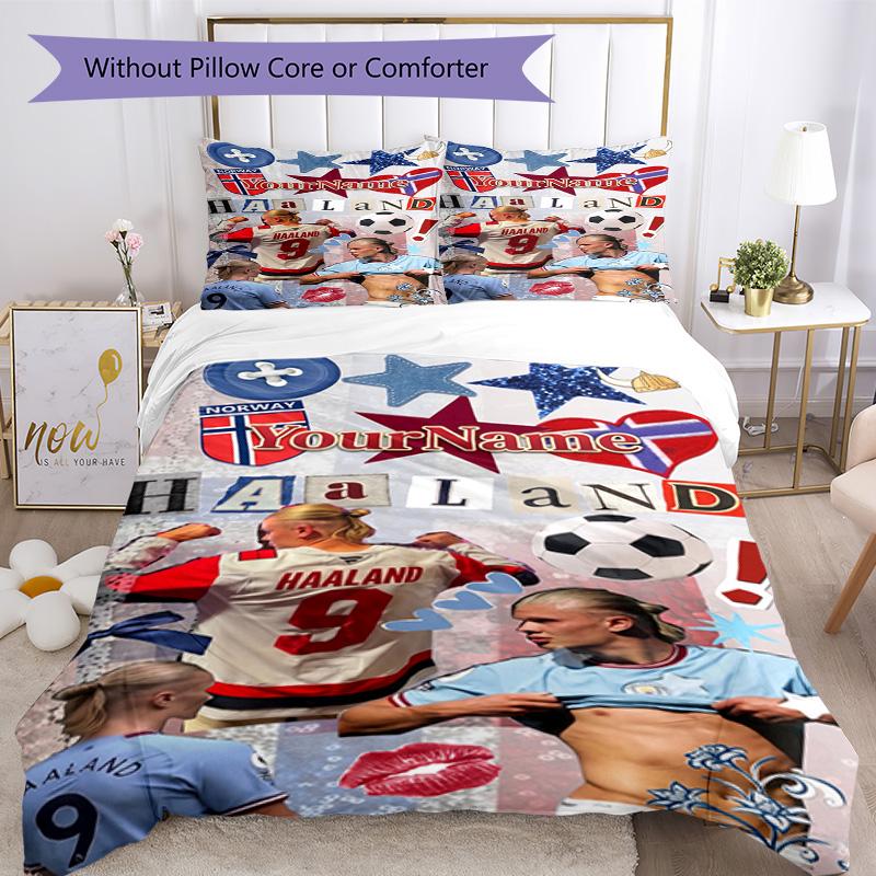 Haaland 167 Customize Your Name Bedding Set Breathable Duvet Cover with Pillowcases Home Decoration Birthday Gift