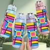 1PC Bright Geometric Square Mosaic Print 750ml Color Plastic Sports Water Bottle Leakproof Flip Straw Lid Suitable for Sports Office Home Use