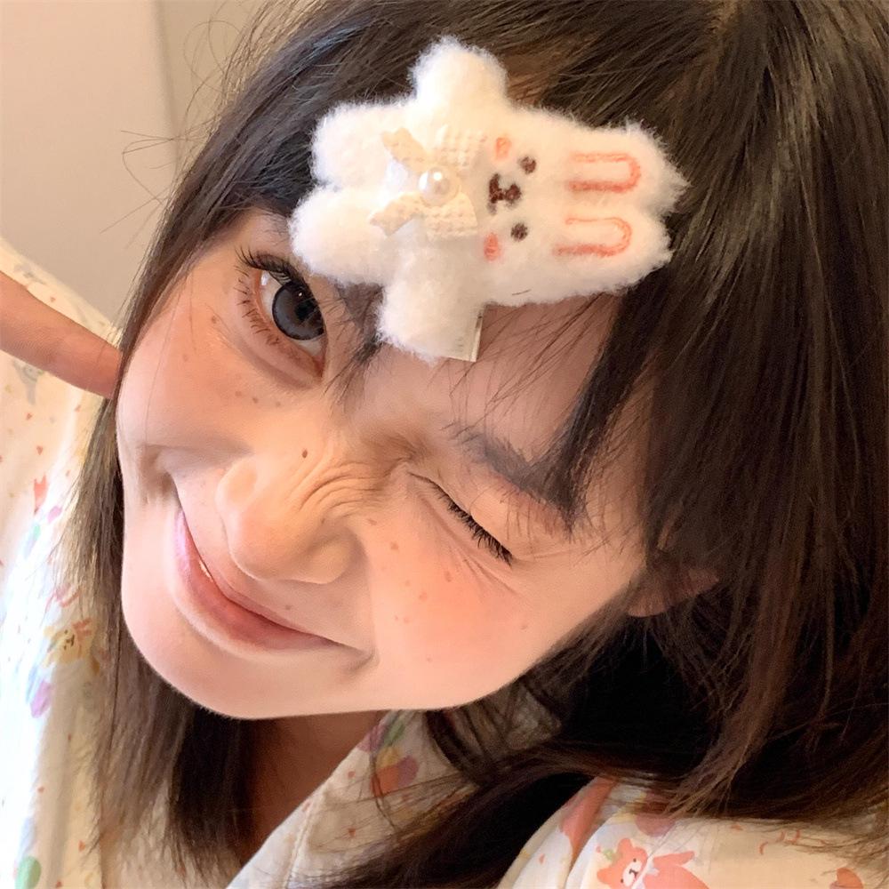 

Розовая мультяшная заколка для волос в виде кошки для девочек - Милая плюшевая заколка для боковых прядей BB Clip