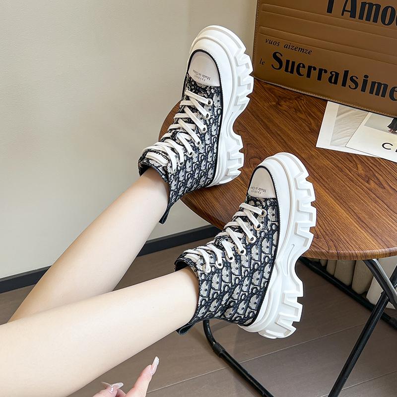 Fashion Shoes for Women 2024 New Hot Sale Mid-Calf Autumn Women's Boots Leopard Print Lace Up High Heels Water Proof