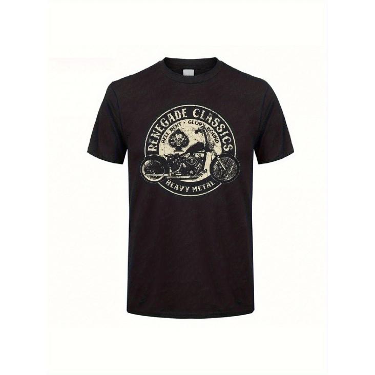 Men'S Vintage Glory Bounds Motorcycle USA Heavy Metal Graphic T-Shirt | Black Retro Biker Tee with REBGRDE CLASSICS & Iron Metal Design, Regular Fit