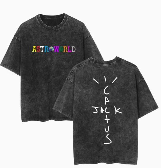 STRO WORLD Alphabet Back Art Alphabet Hybrid Double Sided Printed Retro Washed Outdated Round Neck Short Sleeve Tshirts S