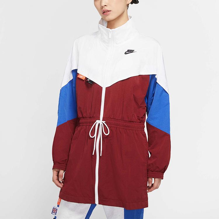 Nike Sportswear Full Zip Woven Retro Sports Stand Collar Jacket Women Jacket White CJ2047-100