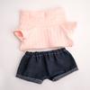 17cm Cute Mini Plush Doll's Clothes Outfit Accessories For Labubu Idol Dolls Lapel T-shirt And Jeans Two-piece Set DIY Girl Gift