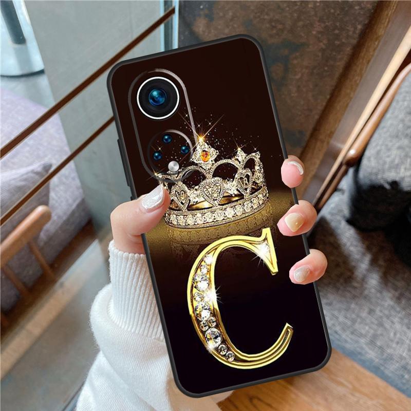 Letter Monogram Gold Marble Case For Honor Magic 5 Pro 50 70 90 Lite X6 X7 X8 X9 8X 9X Honor X7a X6a X8a X9a X9b Cover