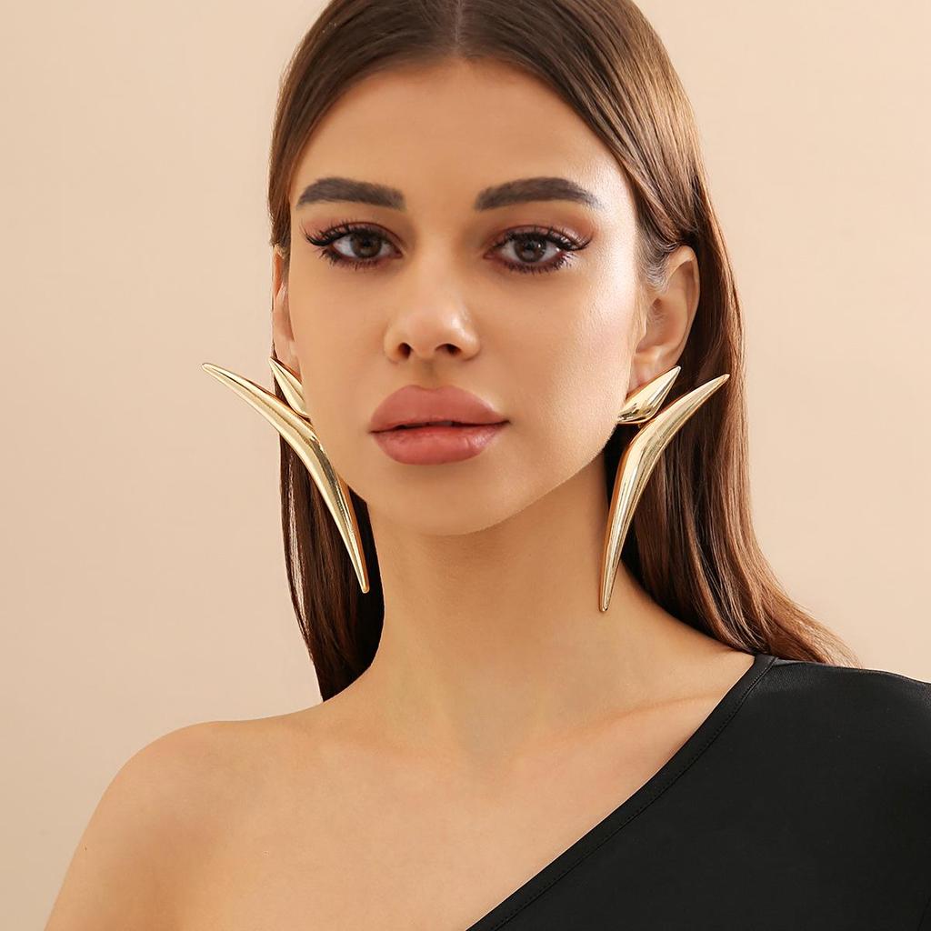 Geometric Triangle Bent Tube Earrings – Bold European & American Style