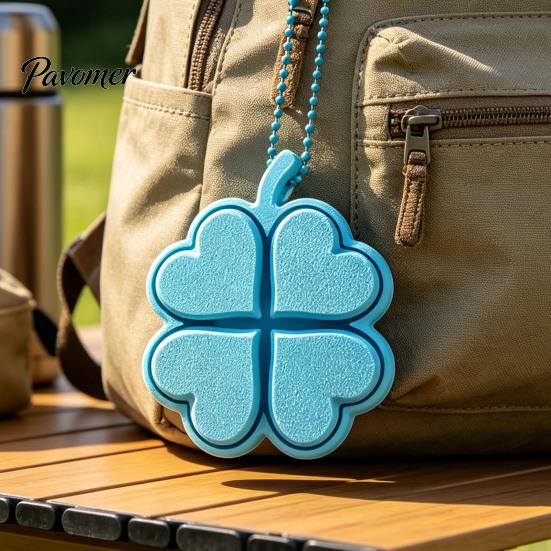 Backpack Hanging Ornament Four-Leaf Clover Clicker Keychain, 3D Printed Leaf Push Toy with Ball Accessory Chain, Stress Relief Finger Toy, Decorative