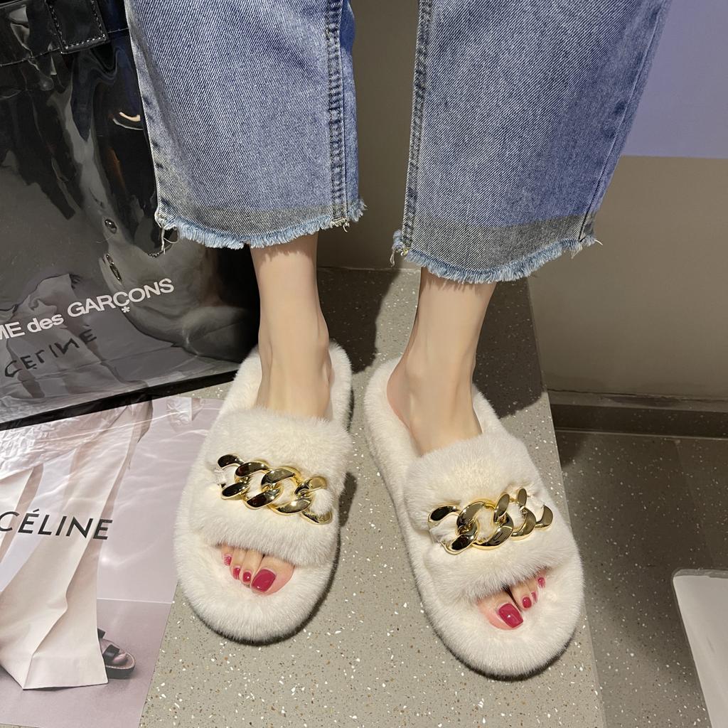 Thick Bottom Cotton Slippers Women's 2025 Autumn/Winter New Style Korean Outerwear Crossbody Slippers Home Use Cotton Slippers