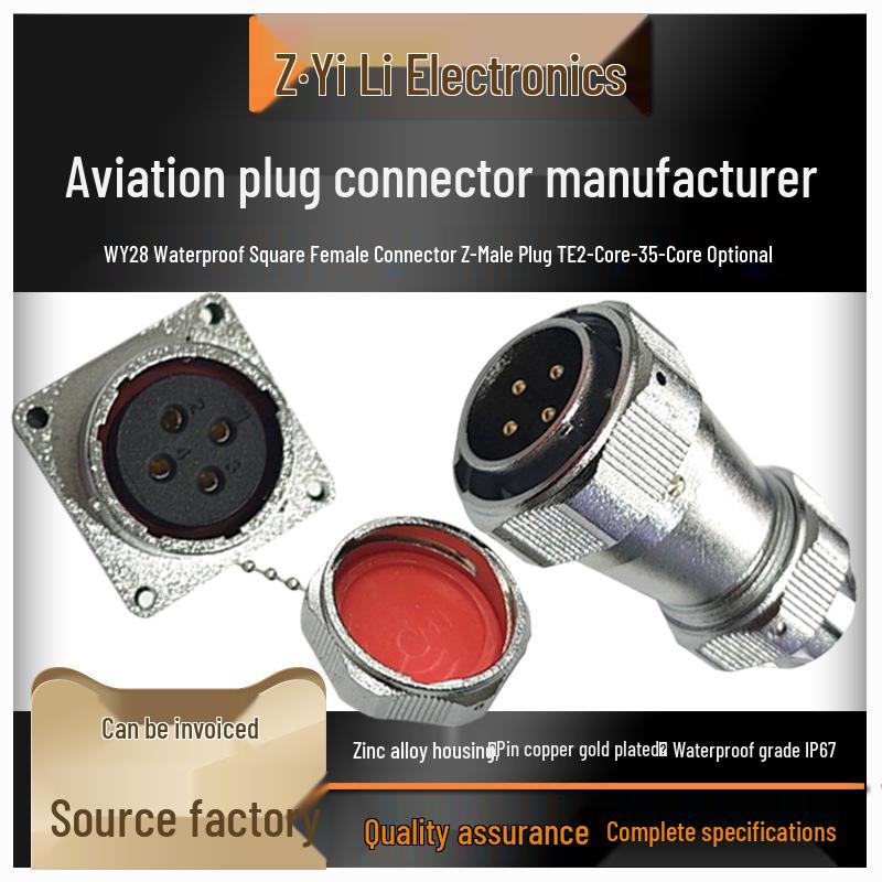 IP67 Waterproof WY28 26-Pin Aviation Socket Connector, Square Socket JK23457910.