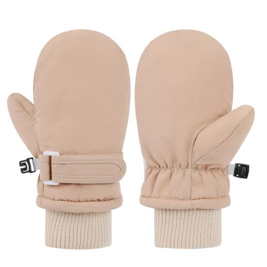 

1 пара дитячих рукавиць водонепроникні зимові лижні рукавиці м яка флісова підкладка вітрозахисні регульований ремінець однотонні в язані рукавиці M хакі