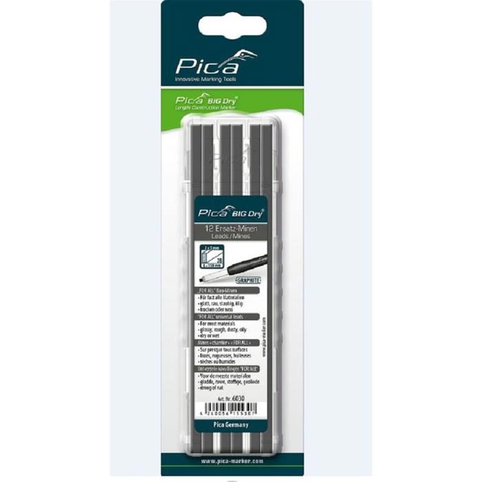 Mines de construction graphite - Pica - For All Big Dry - Pack de 12 - 2x5mm - Universel