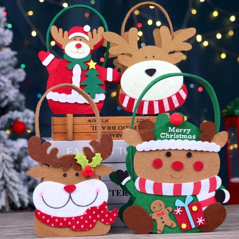 Creative Christmas Felt Totes Bags Children's Candy Bag Christmas Snowman Non-Woven Tote Handbag Christmas Decorations